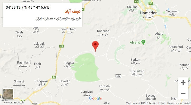 روستای نجف آباد بر روی نقشه