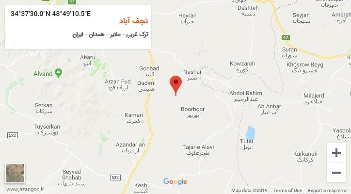 روستای نجف آباد بر روی نقشه