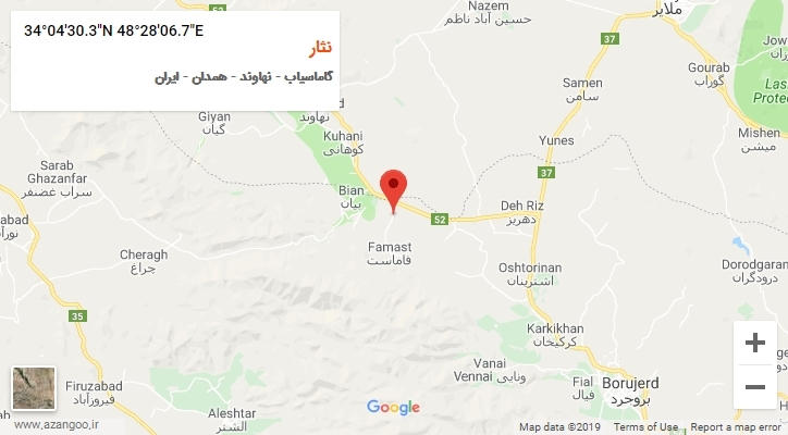 روستای نثار بر روی نقشه