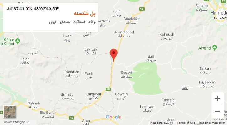 روستای پل شکسته بر روی نقشه