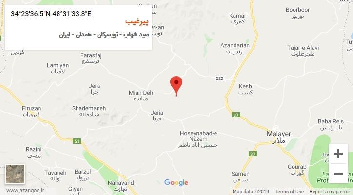 روستای پیرغیب بر روی نقشه