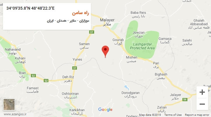 روستای راه سامن بر روی نقشه