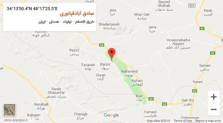 روستای صادق آبادقپانوری بر روی نقشه