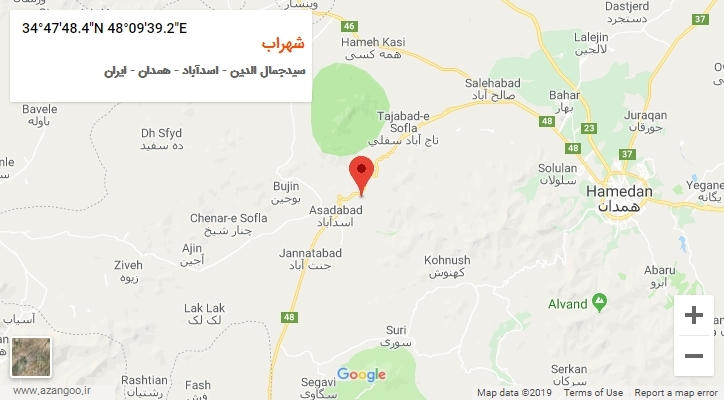 روستای شهراب بر روی نقشه