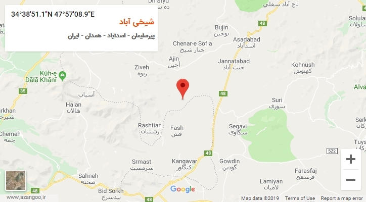 روستای شیخی آباد بر روی نقشه