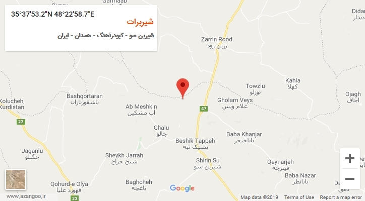روستای شیربرات بر روی نقشه