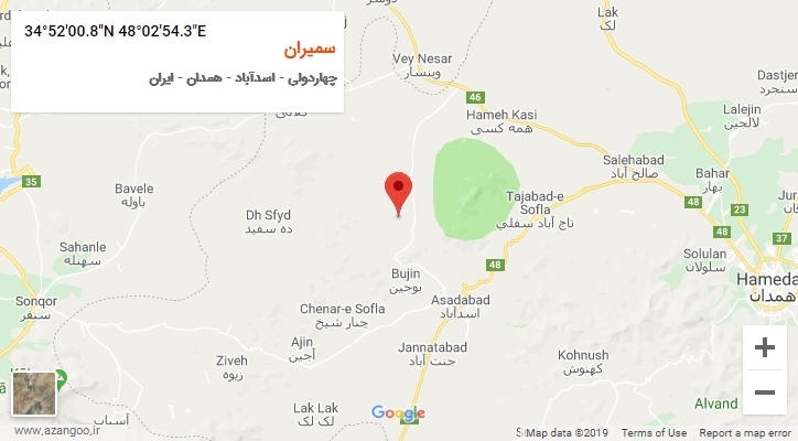 روستای سمیران بر روی نقشه