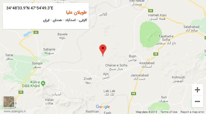 روستای طویلان علیا بر روی نقشه