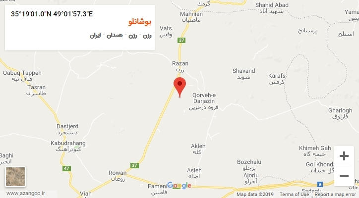 روستای یوشانلو بر روی نقشه