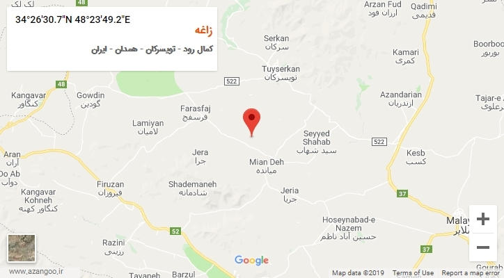 روستای زاغه بر روی نقشه
