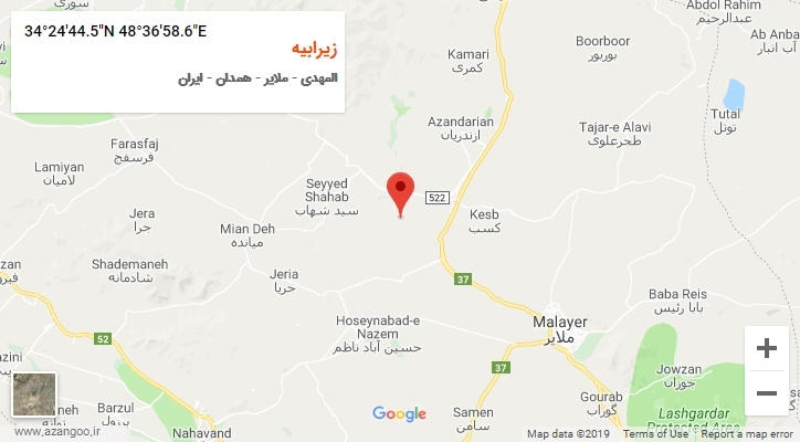روستای زیرابیه بر روی نقشه
