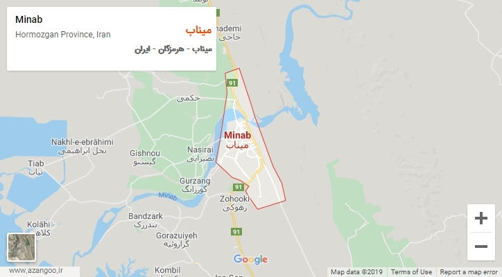 شهر میناب بر روی نقشه