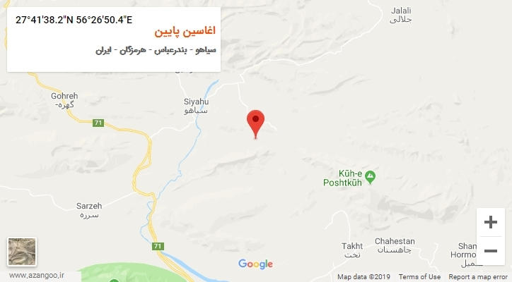 روستای اغاسین پایین بر روی نقشه