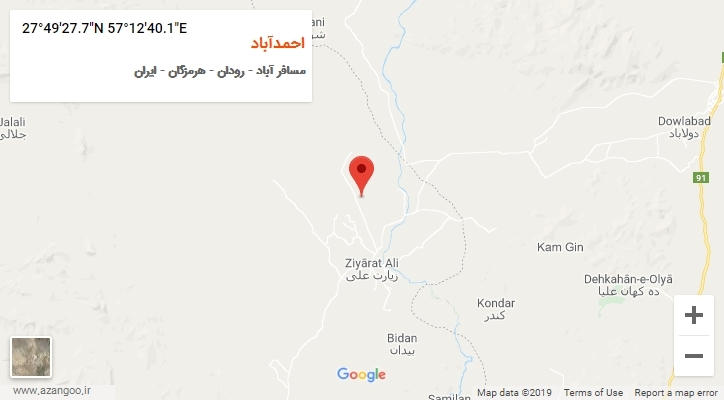 روستای احمدآباد بر روی نقشه