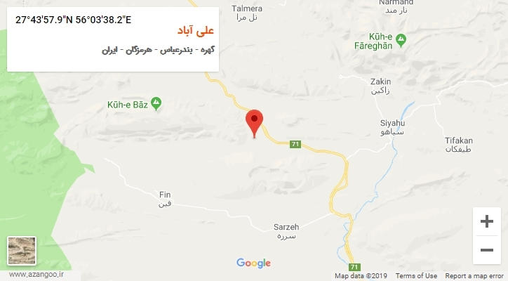 روستای علی آباد بر روی نقشه