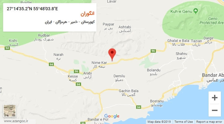 روستای انگوران بر روی نقشه