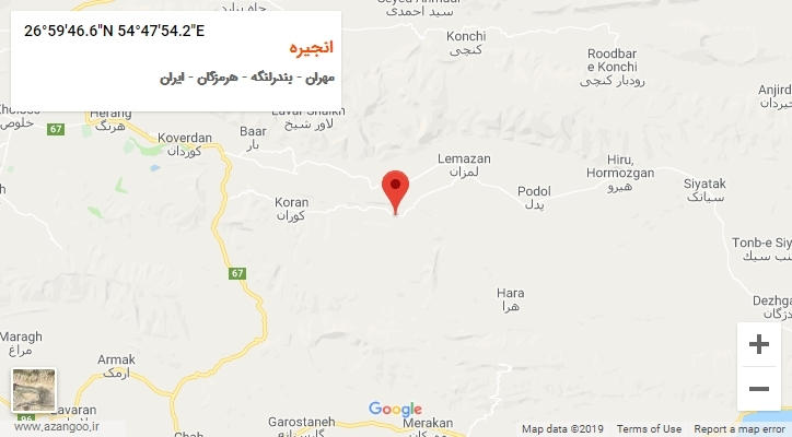 روستای انجیره بر روی نقشه