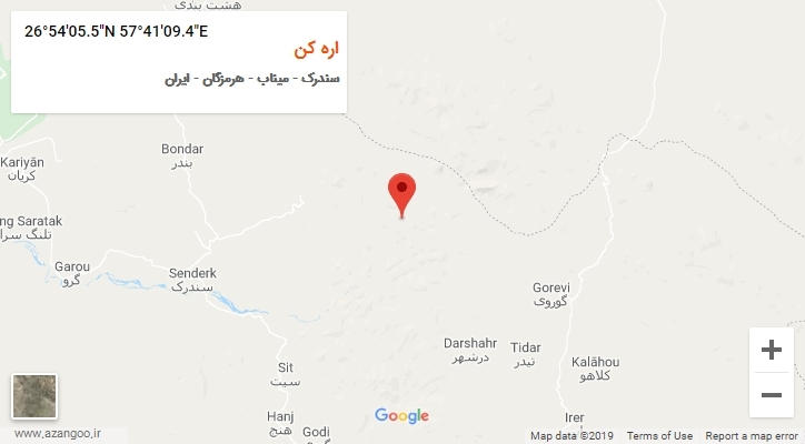 روستای اره کن بر روی نقشه