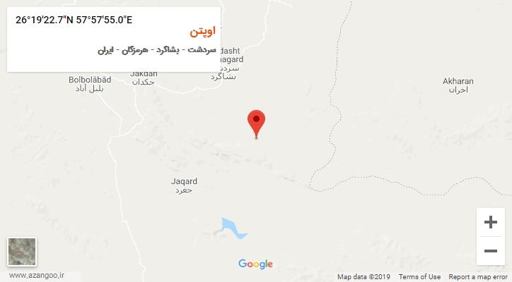 روستای اوپتن بر روی نقشه