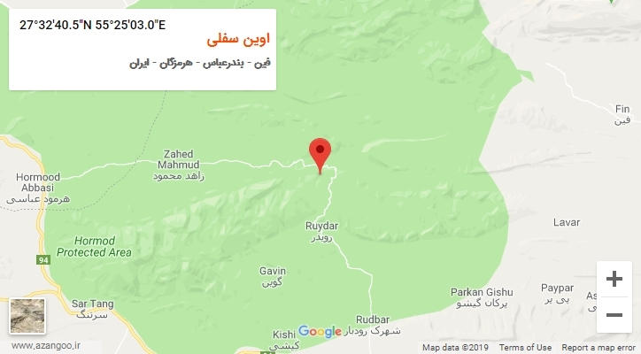 روستای اوین سفلی بر روی نقشه
