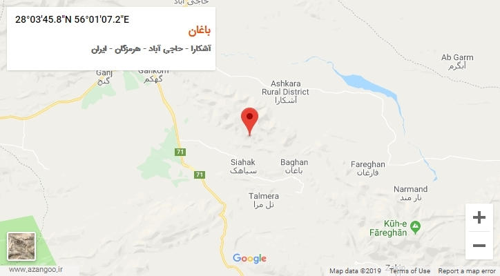 روستای باغان بر روی نقشه