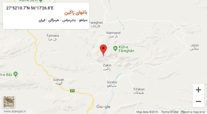 روستای باغهای زاکین بر روی نقشه