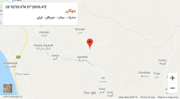 روستای بنهکان بر روی نقشه