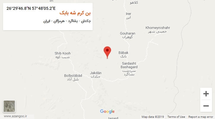 روستای بن کرم شه بابک بر روی نقشه