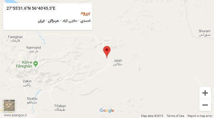 روستای بررود بر روی نقشه