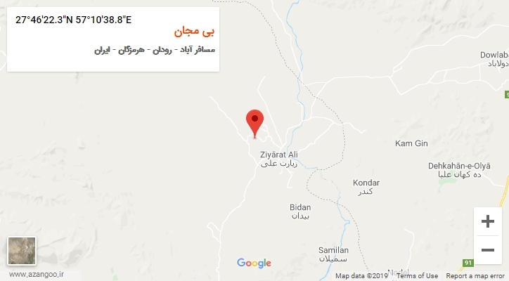 روستای بی مجان بر روی نقشه