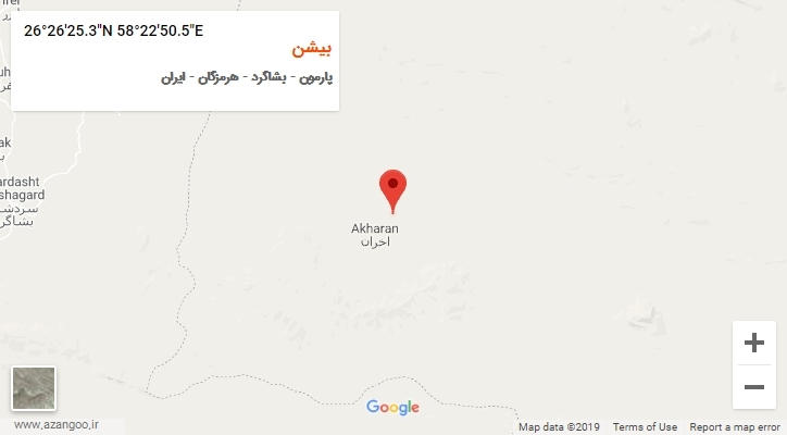 روستای بیشن بر روی نقشه