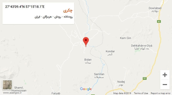 روستای چکری بر روی نقشه