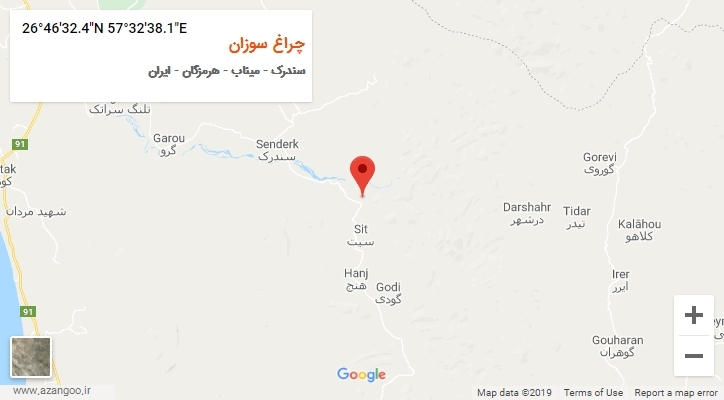 روستای چراغ سوزان بر روی نقشه