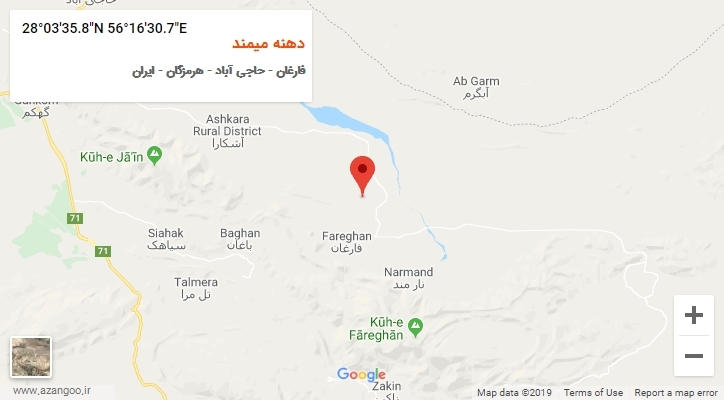 روستای دهنه میمند بر روی نقشه