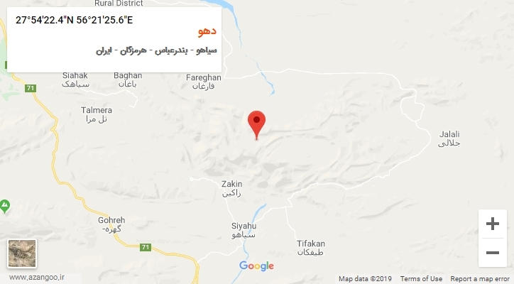 روستای دهو بر روی نقشه