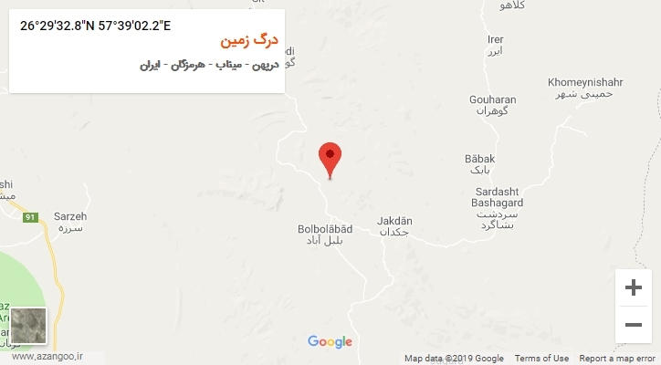 روستای درگ زمین بر روی نقشه