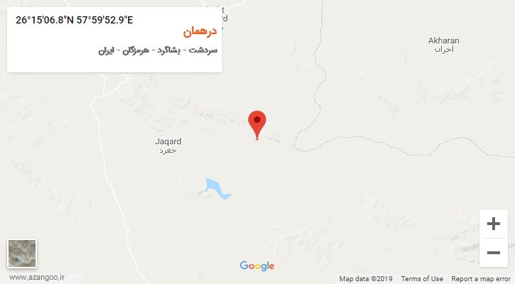 روستای درهمان بر روی نقشه