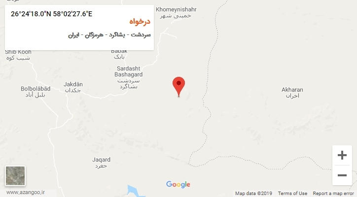 روستای درخواه بر روی نقشه