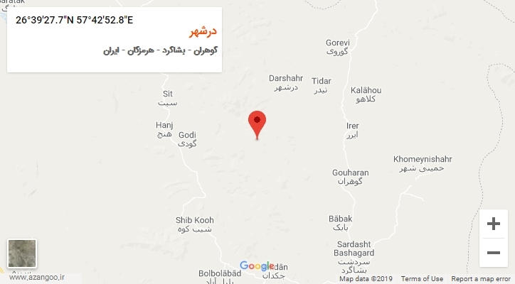 روستای درشهر بر روی نقشه