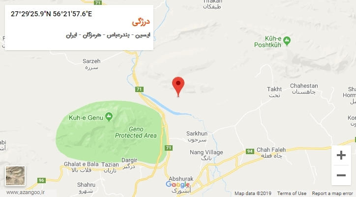 روستای درژگی بر روی نقشه