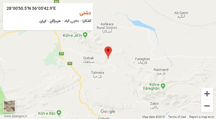 روستای دشتی بر روی نقشه