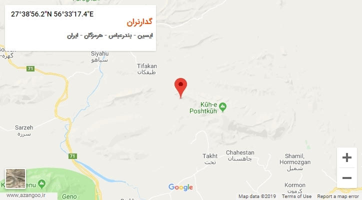 روستای گدارنران بر روی نقشه