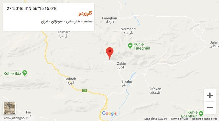 روستای گلوزردو بر روی نقشه