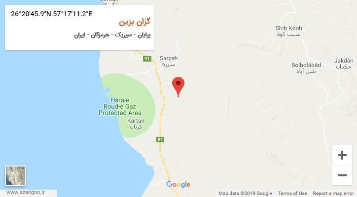 روستای گزان بزین بر روی نقشه