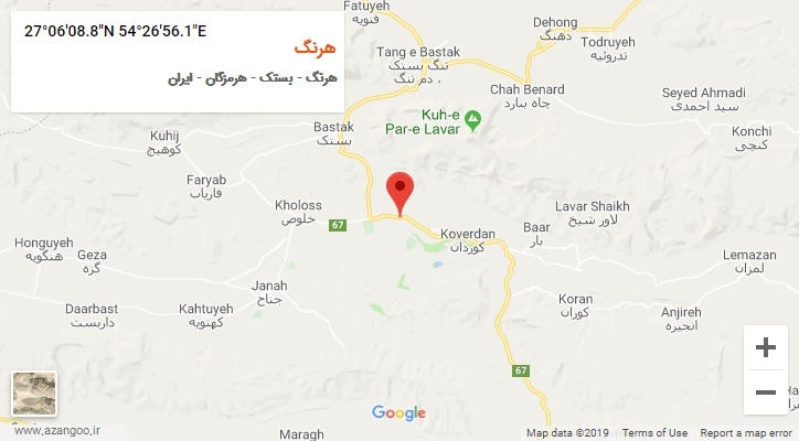 روستای هرنگ بر روی نقشه