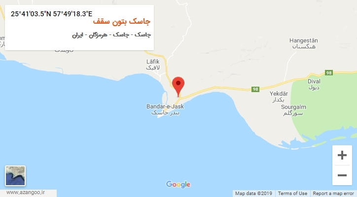 روستای جاسک بتون سقف بر روی نقشه