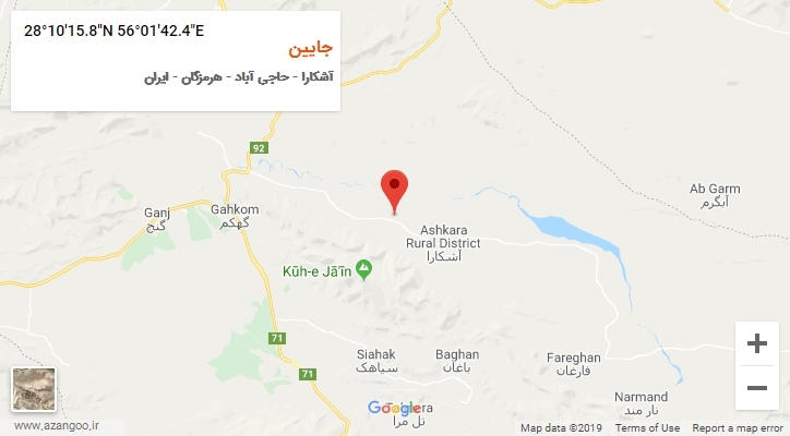 روستای جایین بر روی نقشه