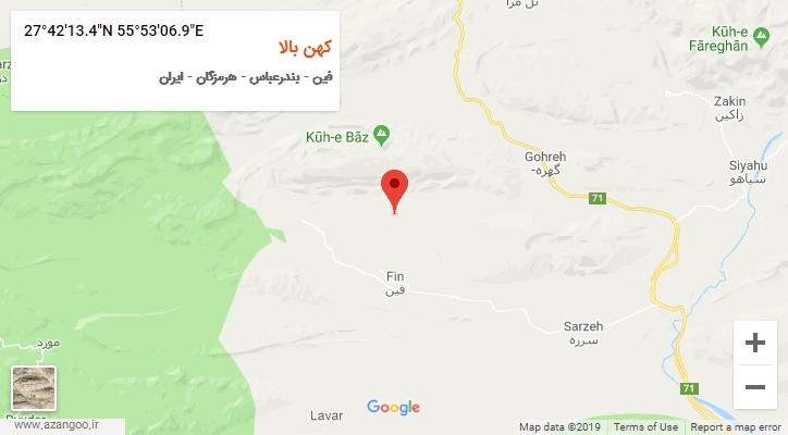 روستای کهن بالا بر روی نقشه