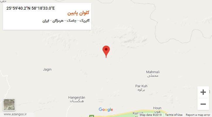 روستای کلوان پایین بر روی نقشه