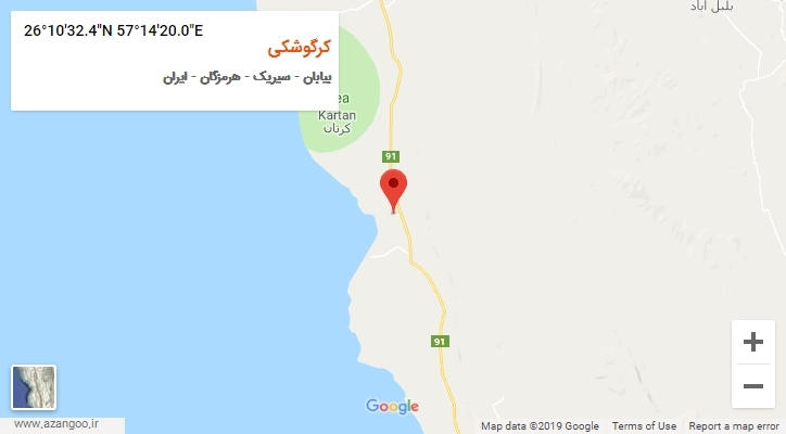 روستای کرگوشکی بر روی نقشه